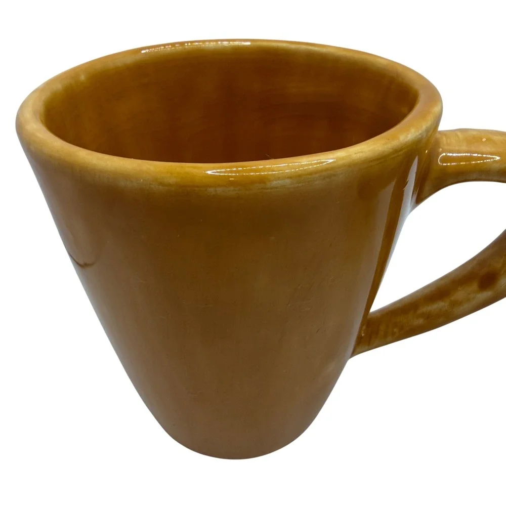 Pottery Barn Yellow Glazed Coffee Mugs Set of 2 Handcrafted Stoneware Latte Cups